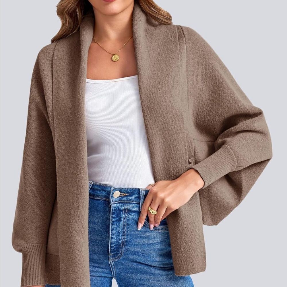 Open Front Loose Knit Cardigan